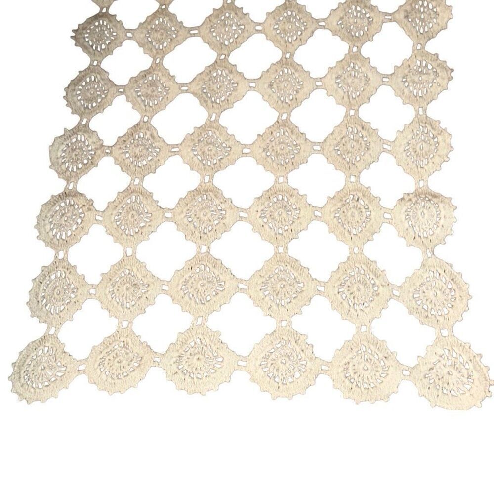 3 Antique Handmade Beige Crochet Rectangle & Square doilies ￼ 22”x 10”/10”x10”